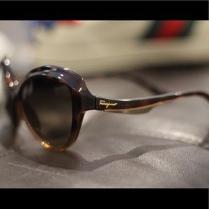 Salvador Ferragamo Tortuous/Gold Sunglasses